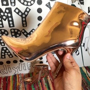 Rose Gold Pointed Toe Booties